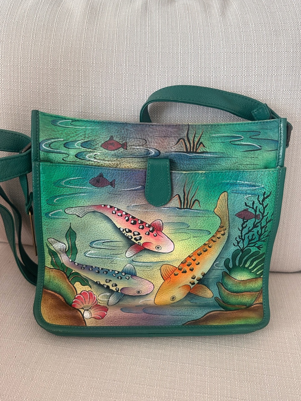 Anuschka Bags | Hand-Painted Koi Crossbody Bag